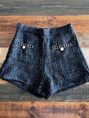 SHEIN black gold glitter shorts xsmall